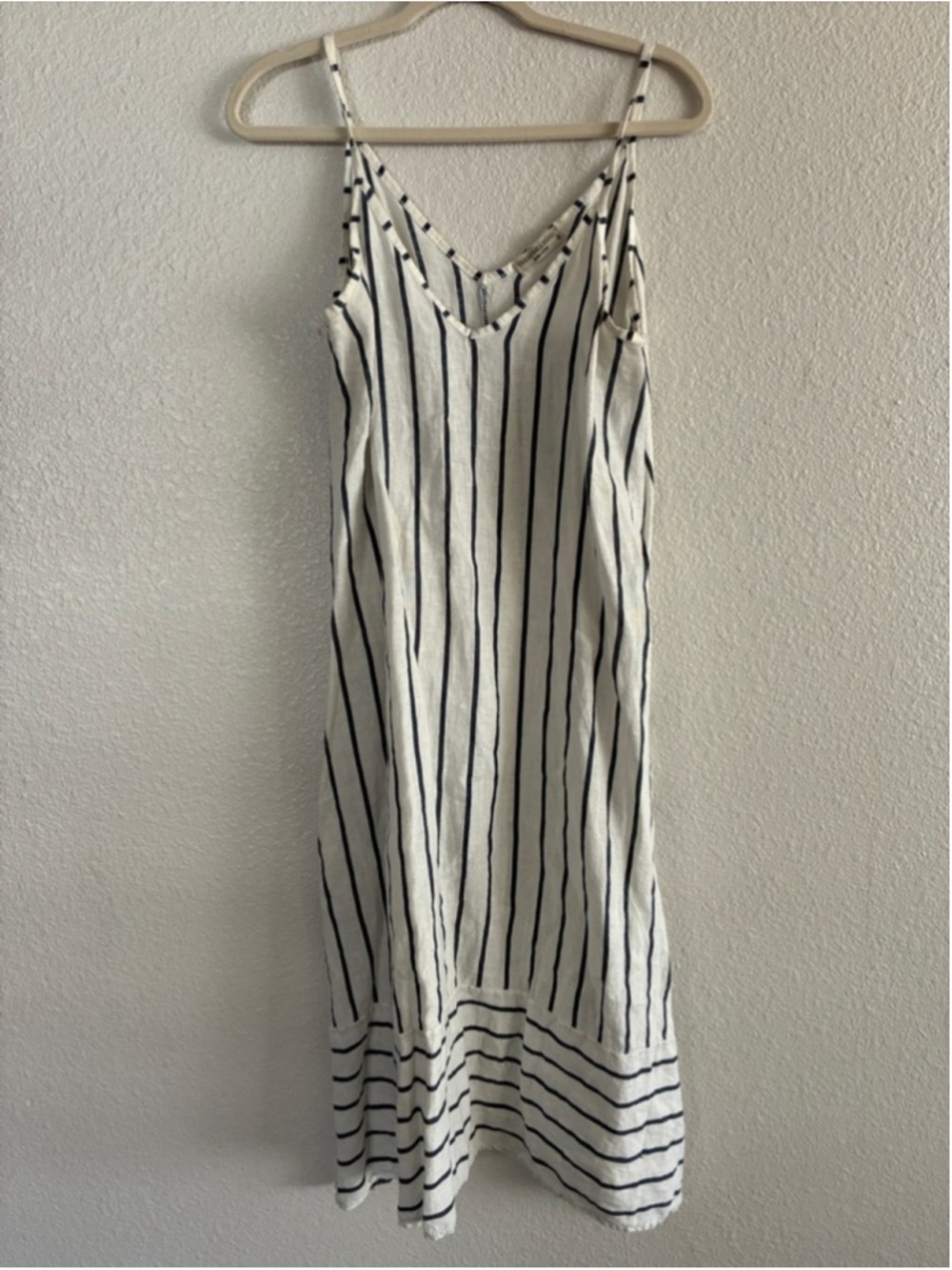 Striped V-Neck Midi Slip Dress - White/Black